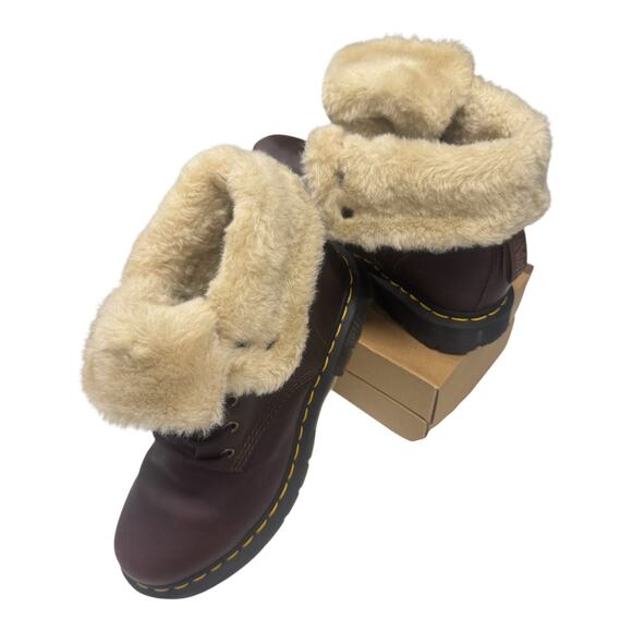 Dr. Martens Shoes - Dr Martens 1460 Kolbert Dark Brown Mustang Padded Fold Down Women's Boots 10